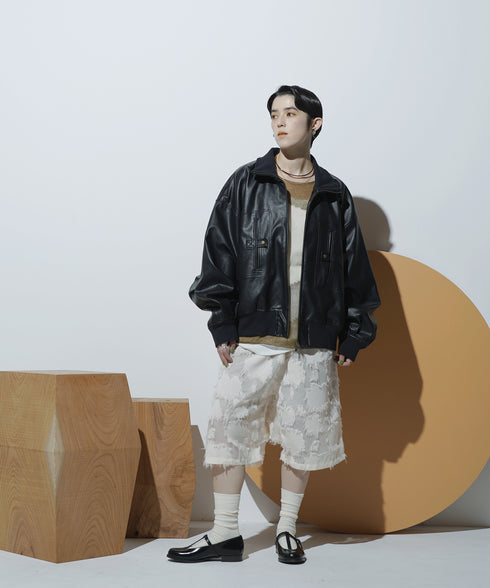 ローゲージ 透かし編み グラフィック L/S ニット