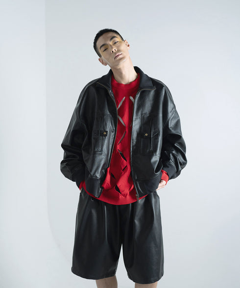 H178 / 着用サイズ: L*ブラック ニット:217629 ボトムス:217612