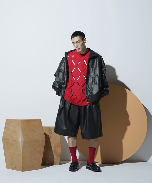 H178 / 着用サイズ: L*ブラック ニット:217629 ボトムス:217612