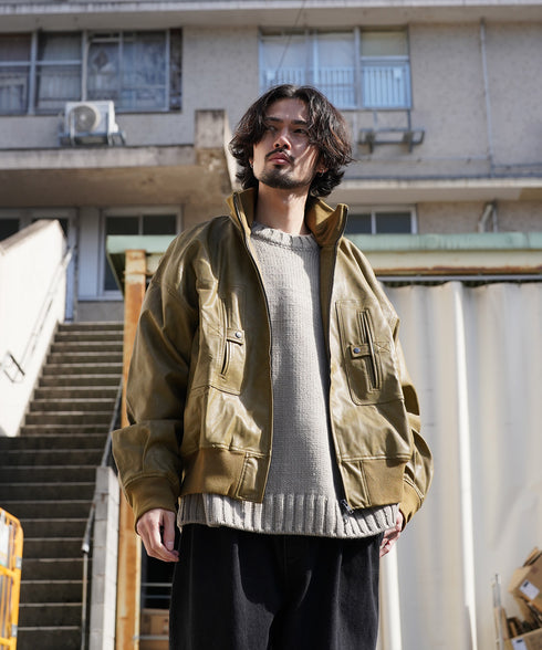 ヴィンテージライク フェイクレザー 4ポケット ボリューム G-1ベース フライトブルゾン