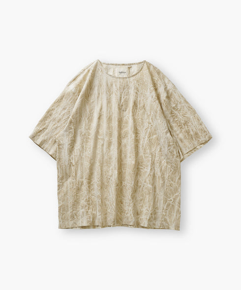 ムラ染め クラッシュプリーツ H/S クルーネック プルオーバー