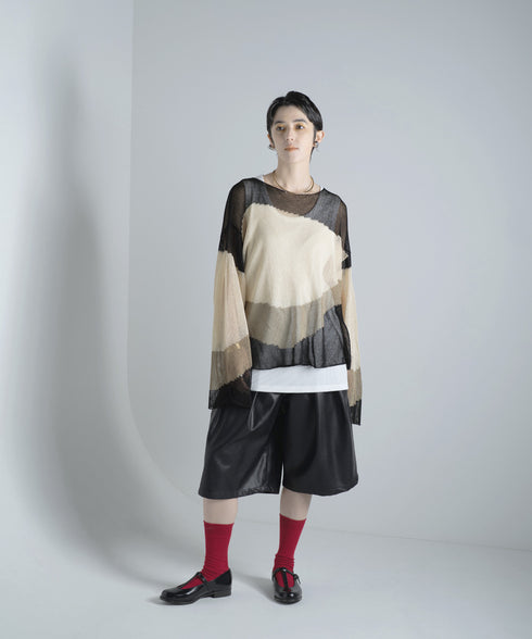 ローゲージ 透かし編み グラフィック L/S ニット