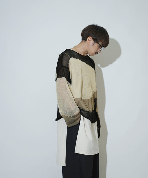 ローゲージ 透かし編み グラフィック L/S ニット