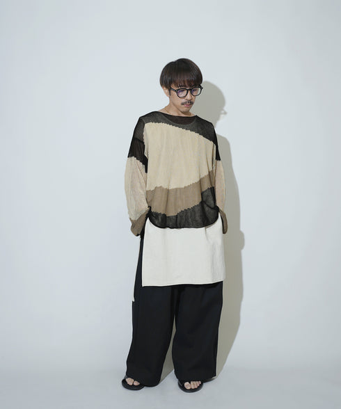 ローゲージ 透かし編み グラフィック L/S ニット