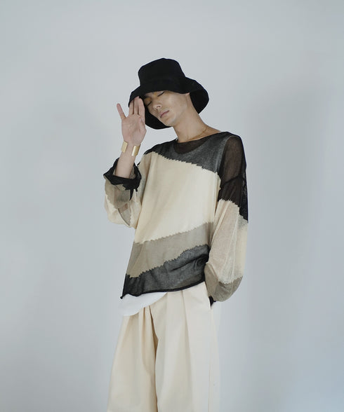 ローゲージ 透かし編み グラフィック L/S ニット