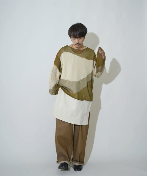 ローゲージ 透かし編み グラフィック L/S ニット