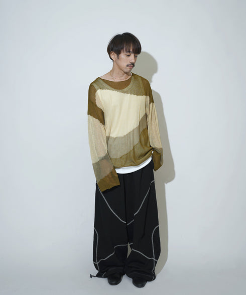 ローゲージ 透かし編み グラフィック L/S ニット