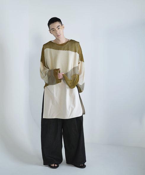 ローゲージ 透かし編み グラフィック L/S ニット