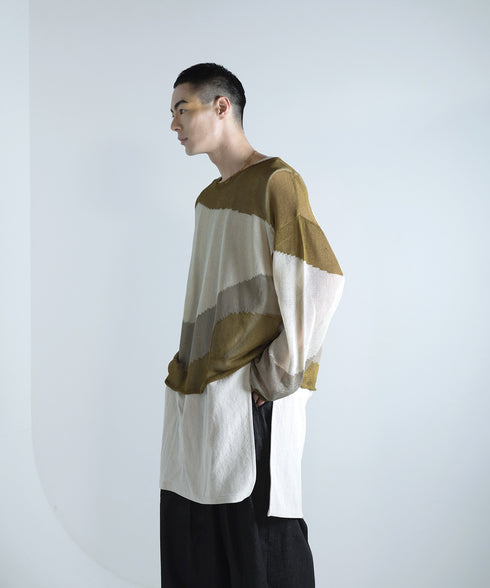 ローゲージ 透かし編み グラフィック L/S ニット