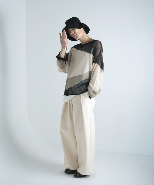 ローゲージ 透かし編み グラフィック L/S ニット