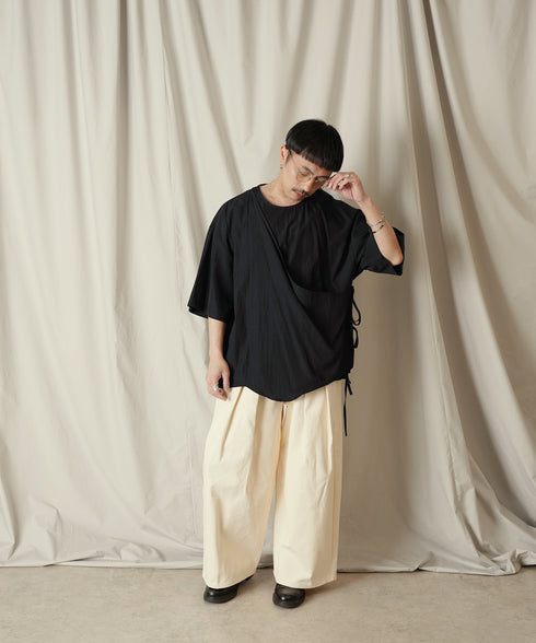 アシンメトリー レイヤード デザイン ドレープ プルオーバー