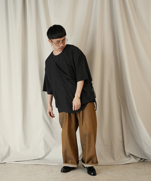 アシンメトリー レイヤード デザイン ドレープ プルオーバー