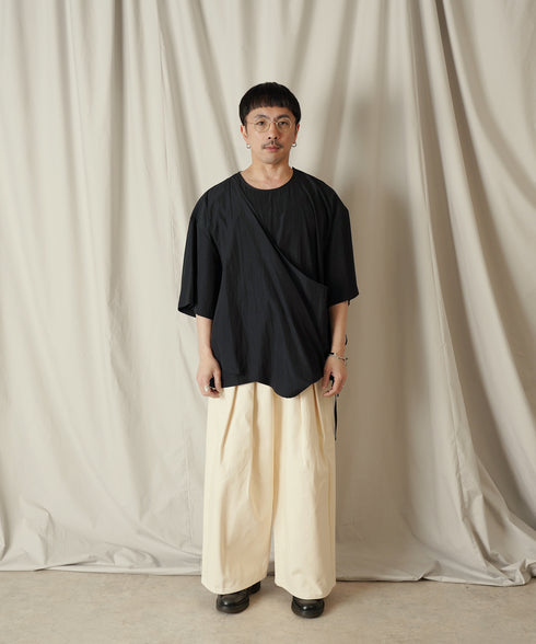 アシンメトリー レイヤード デザイン ドレープ プルオーバー