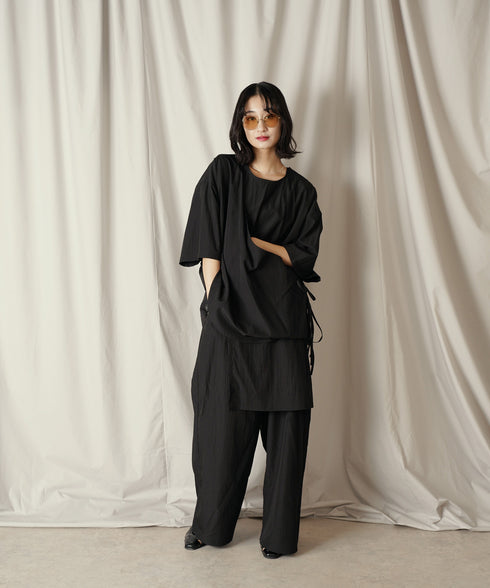 アシンメトリー レイヤード デザイン ドレープ プルオーバー