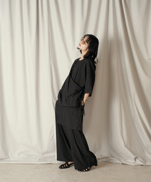 アシンメトリー レイヤード デザイン ドレープ プルオーバー