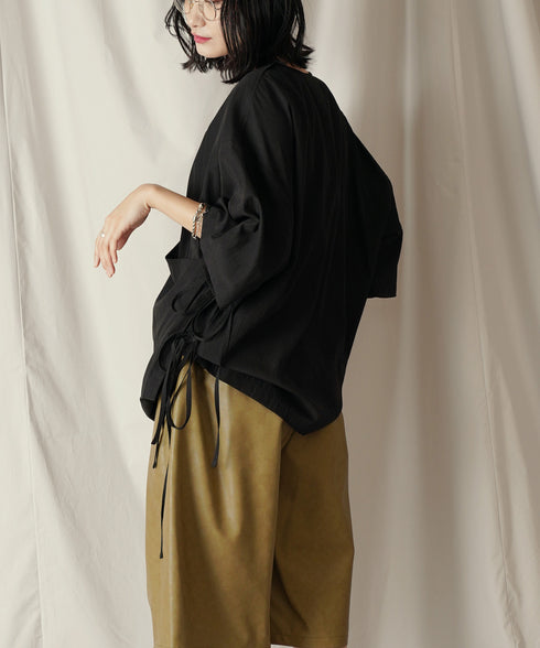 アシンメトリー レイヤード デザイン ドレープ プルオーバー