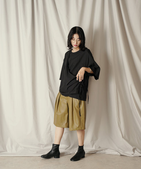 アシンメトリー レイヤード デザイン ドレープ プルオーバー