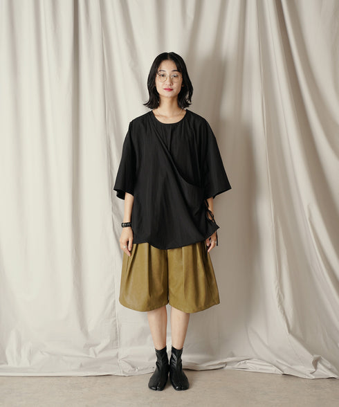アシンメトリー レイヤード デザイン ドレープ プルオーバー