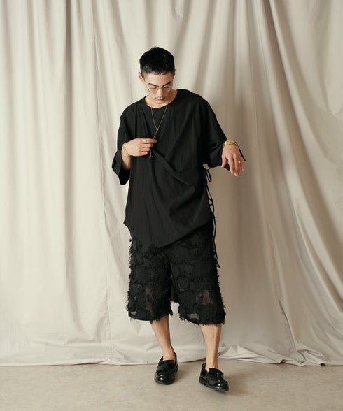 アシンメトリー レイヤード デザイン ドレープ プルオーバー