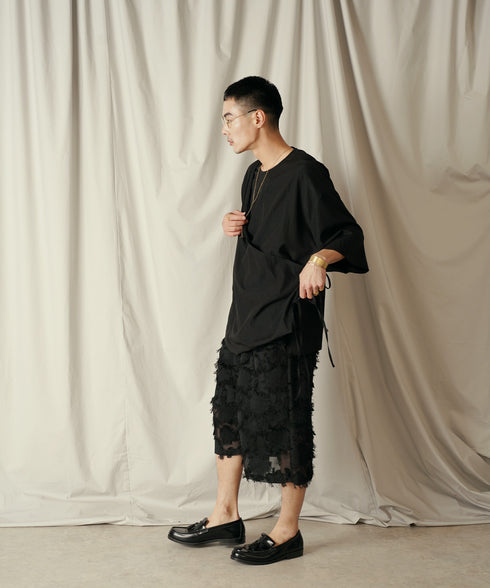 アシンメトリー レイヤード デザイン ドレープ プルオーバー