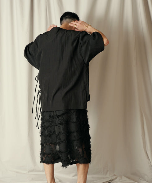 アシンメトリー レイヤード デザイン ドレープ プルオーバー