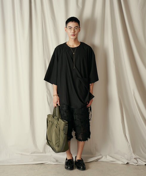 アシンメトリー レイヤード デザイン ドレープ プルオーバー