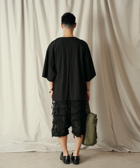 アシンメトリー レイヤード デザイン ドレープ プルオーバー