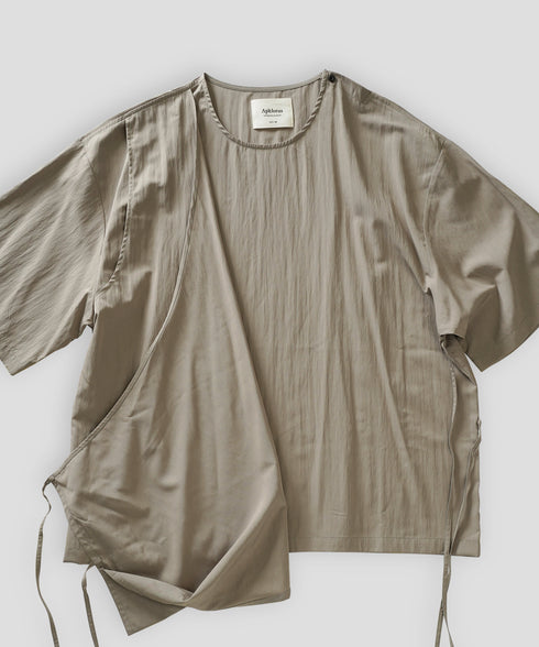 アシンメトリー レイヤード デザイン ドレープ プルオーバー