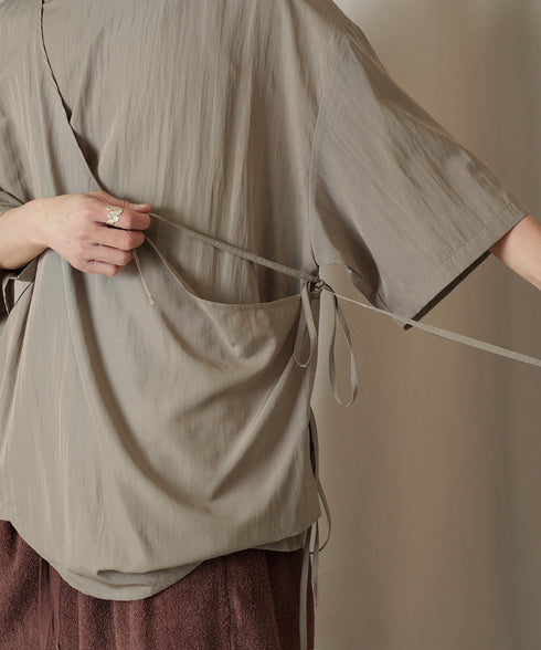 アシンメトリー レイヤード デザイン ドレープ プルオーバー