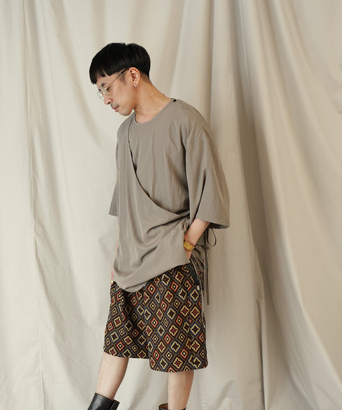 アシンメトリー レイヤード デザイン ドレープ プルオーバー