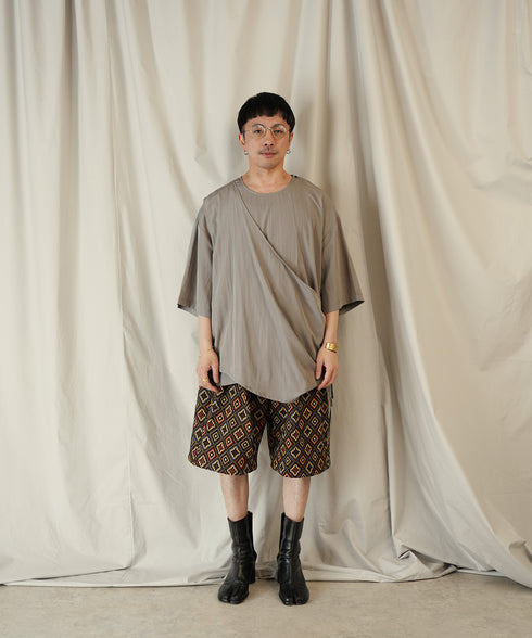 アシンメトリー レイヤード デザイン ドレープ プルオーバー