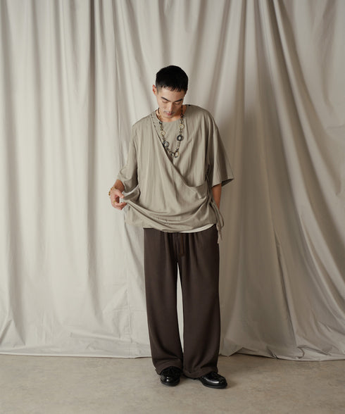 アシンメトリー レイヤード デザイン ドレープ プルオーバー