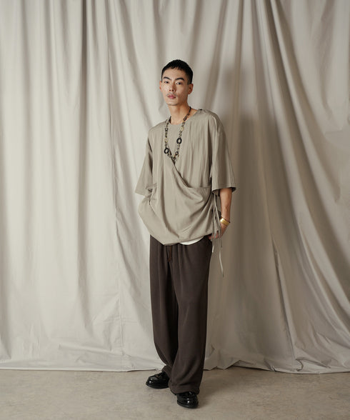 アシンメトリー レイヤード デザイン ドレープ プルオーバー