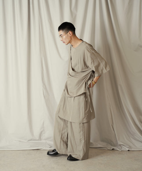 アシンメトリー レイヤード デザイン ドレープ プルオーバー