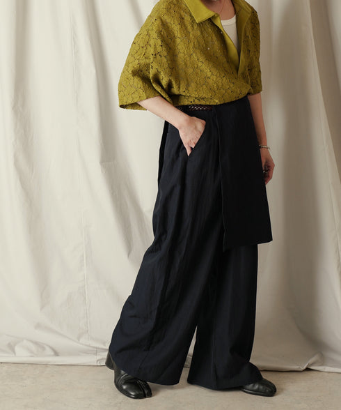 アシンメトリー レイヤード デザイン ワイドパンツ