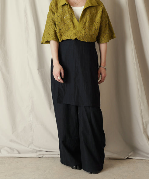 アシンメトリー レイヤード デザイン ワイドパンツ