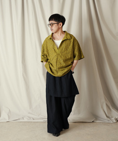 アシンメトリー レイヤード デザイン ワイドパンツ