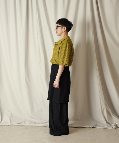 アシンメトリー レイヤード デザイン ワイドパンツ