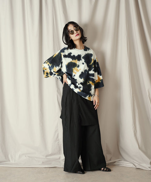 アシンメトリー レイヤード デザイン ワイドパンツ