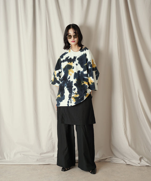 アシンメトリー レイヤード デザイン ワイドパンツ