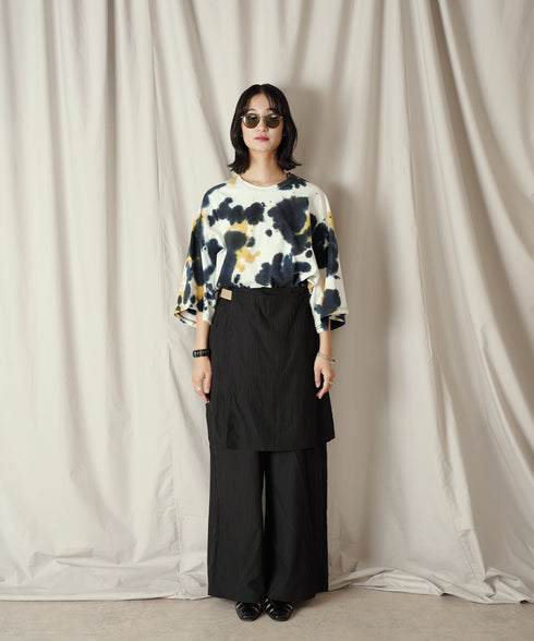 アシンメトリー レイヤード デザイン ワイドパンツ