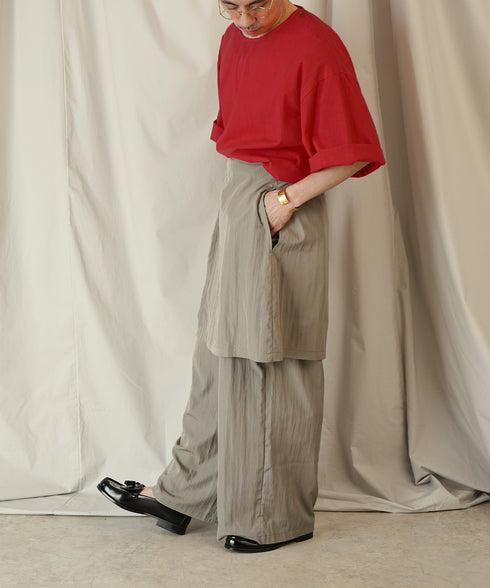 アシンメトリー レイヤード デザイン ワイドパンツ