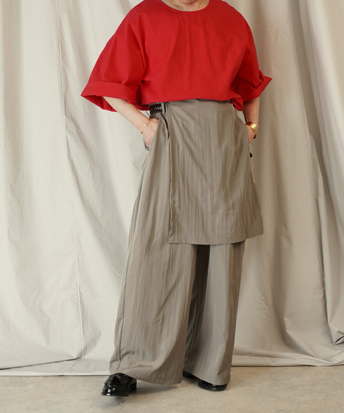 アシンメトリー レイヤード デザイン ワイドパンツ