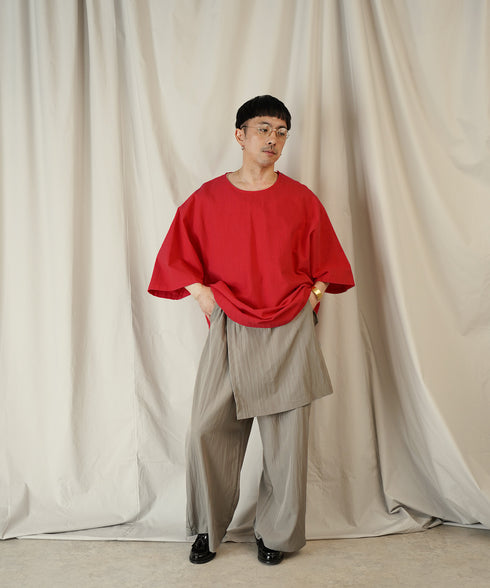 アシンメトリー レイヤード デザイン ワイドパンツ