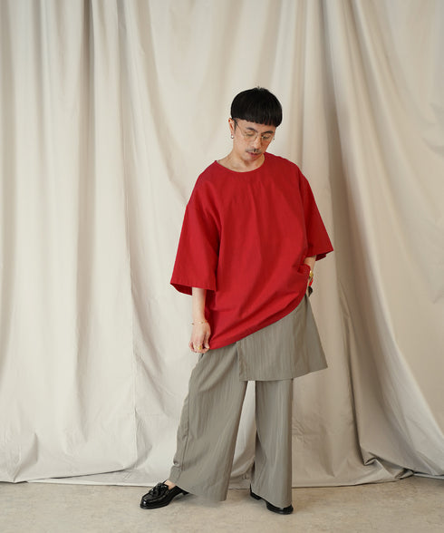 アシンメトリー レイヤード デザイン ワイドパンツ