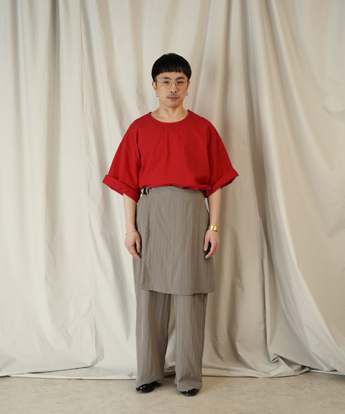 アシンメトリー レイヤード デザイン ワイドパンツ