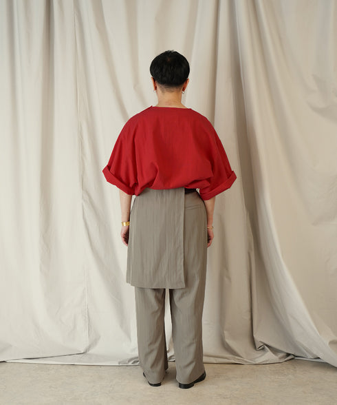 アシンメトリー レイヤード デザイン ワイドパンツ