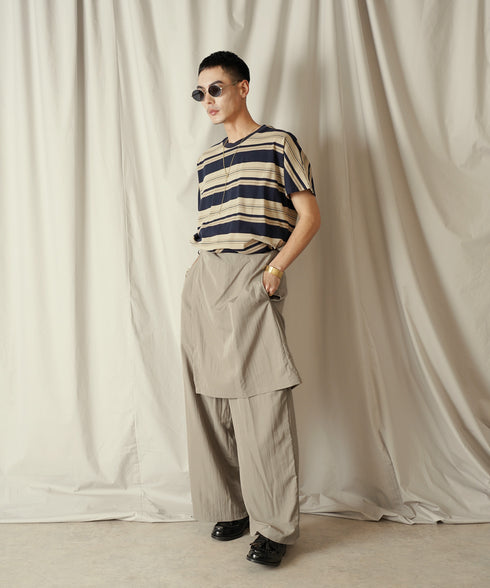 アシンメトリー レイヤード デザイン ワイドパンツ