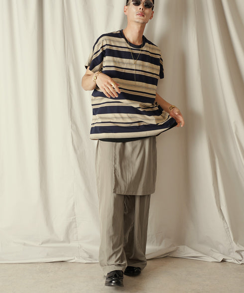 アシンメトリー レイヤード デザイン ワイドパンツ