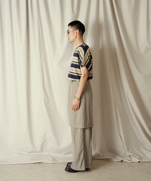 アシンメトリー レイヤード デザイン ワイドパンツ